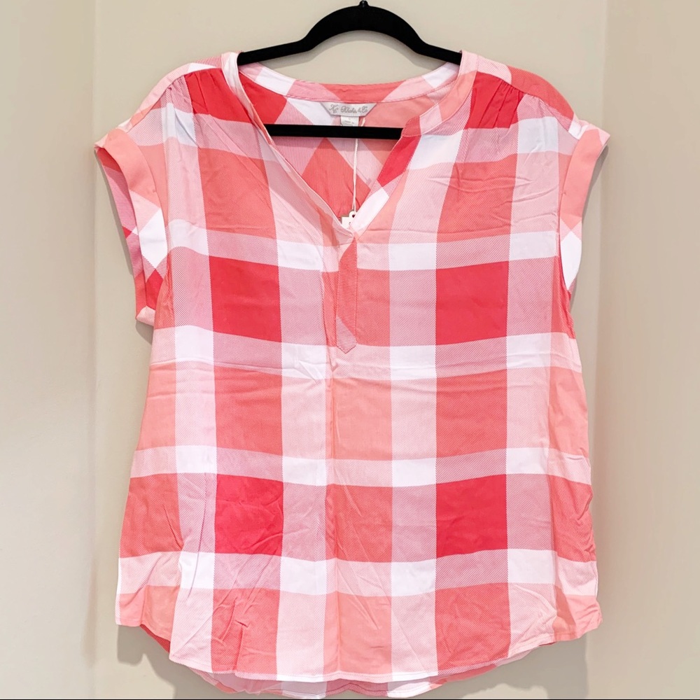 NWT Khakis & Co Gingham Blouse Top Small S